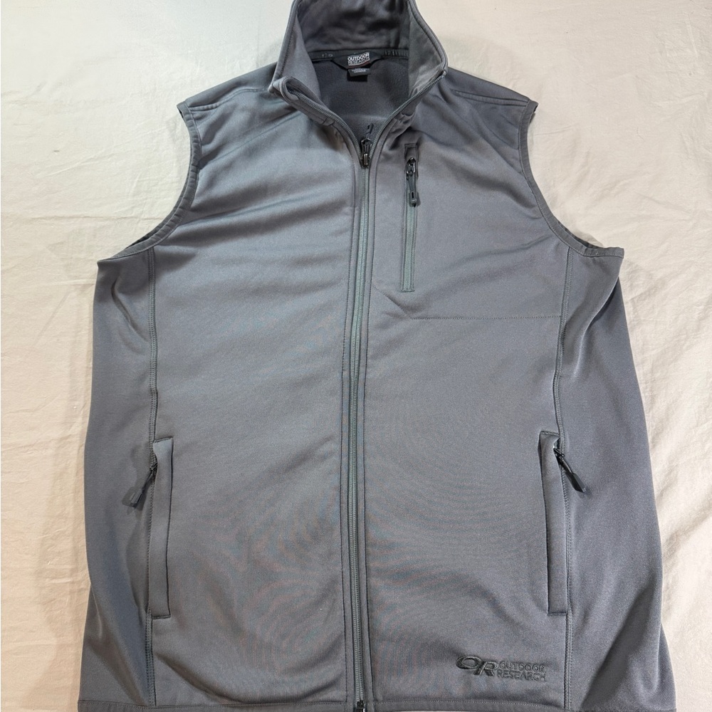 Outdoor Research Vest Womens Large Middle Fork Fleece Hiking Outdoor Gray